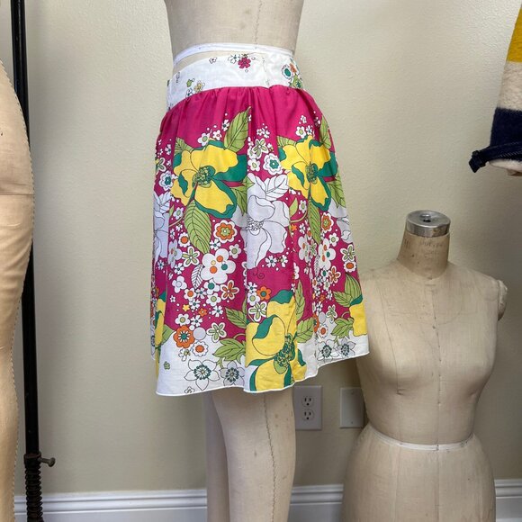 NWOT 60s inspired Floral Bohemian Pink Cotton Skirt - Picture 3 of 5
